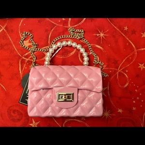 Deluxity Faux Patent Leather PVC Pink Quilted Purse